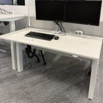 Sit Stand Desks 1400 x 800 Back to Back Steelcase Ology White top on white frame