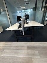 used sit stand back to back desks