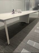 Steelcase Frame ONE Collaborative Workspace Table 5.6M x 1.2M White Laminate on White Contoured Goalpost Leg - Image 2