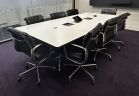 Charles Eames Vitra 2.4m x 1.1m Rectangular Classic Segmented White Table with black contoured edge - Image 4