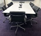 Charles Eames Vitra 2.4m x 1.1m Rectangular Classic Segmented White Table with black contoured edge - Image 3