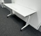 Flip Top Tables 1400 x 700 White Top on White Frame with Cable Data Port - Image 2