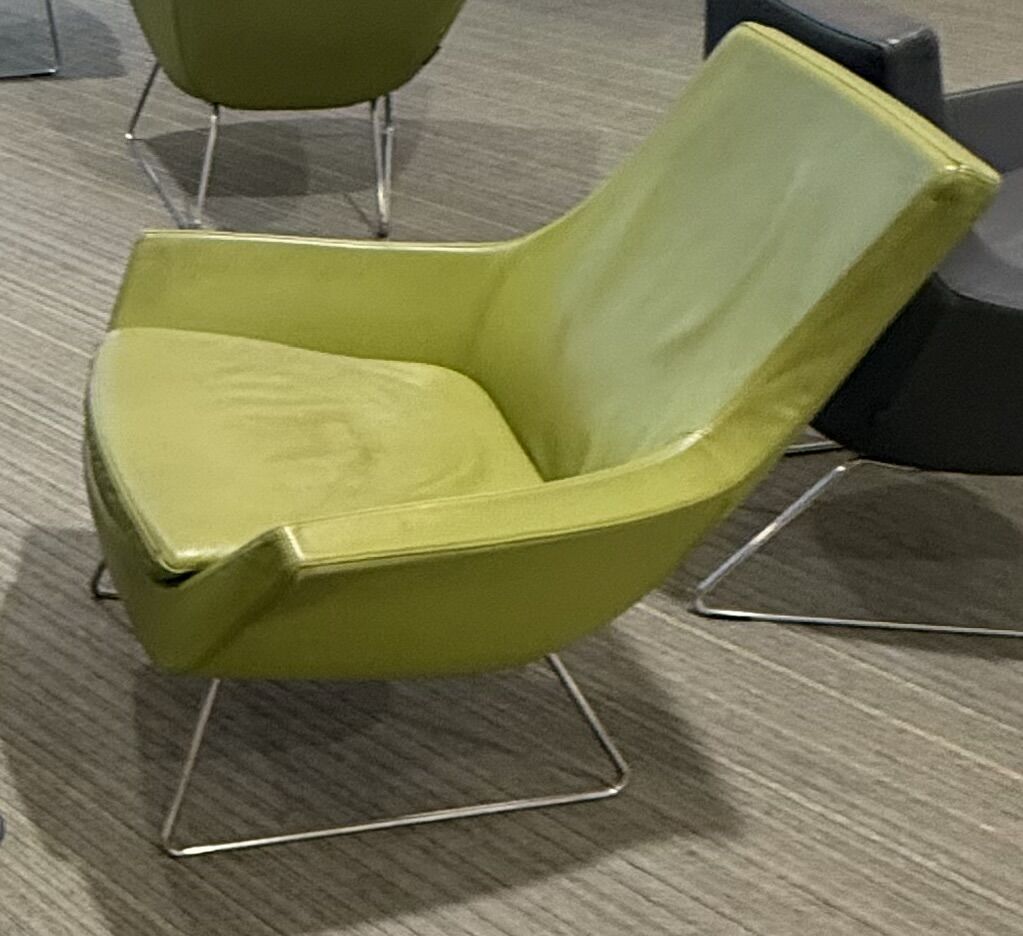Swedese Happy Easy Chair in Apple Green Leather