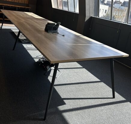 Techo Walnut conference table Walnut on satin black legs 4.8m x 1.2m black