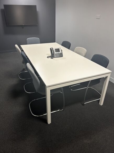 Techo Alfa Conference Table White top on White Legs