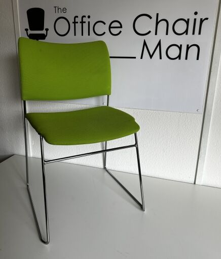 Connection Xpresso Stacking Chair Vivid Green on Chrome Wire Frame